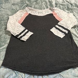 Maurices Kids Lace Sleeve Top - Gray